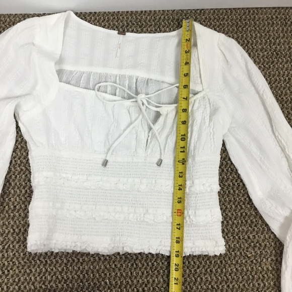 FREE PEOPLE “LOLITA” Pheasant Top in white size S - Picture 6 of 12